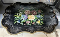 Two Hand Painted Toleware Serving Trays