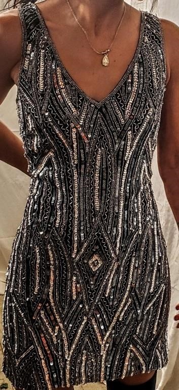 Black & Silver Sequin Dress