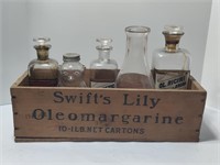 Vintage Swift’s Lily Oleomargarine crate & bottles