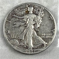 1947-D Walking Liberty Silver Half Dollar, US 50c