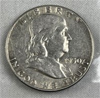 1950 Franklin Silver Half Dollar, US 50c Coin