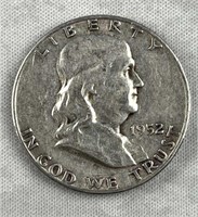 1952-S Franklin Silver Half Dollar, US 50c Coin