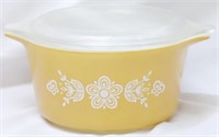 Vintage Pyrex Butterfly Gold Dish w/ lid 4x8x6.5