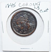 1845 AU CORONET LARGE CENT