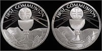 (2) 1 OZ .999 SILVER 2024 FIRST COMMUNION ROUNDS