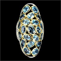 Natural Hand Made Swiss Blue Topaz Ring