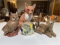 18" Ceramic Fox, Doe & Fawn, Oil & More