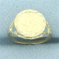 Chinese Panda Coin Design Ring in 10k Yellow Gold