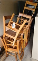 8 assorted oak chairs