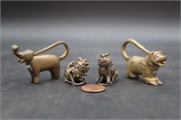 4 Mini Foo Dogs & Persian Lion + Elephant Padlocks
