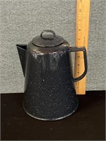 Vintage Black Enamelware Coffee Pot