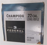 (500) Rounds of Federal .22LR 40GR solid ammo.