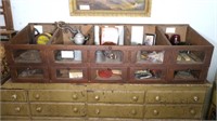Oak Store Display with 5- glass front drawers,