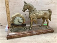 United Clock and Horse on plastic stand