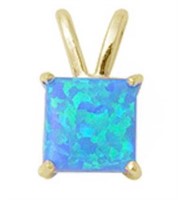 Princess Cut Australian Blue Opal Pendant