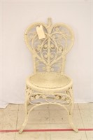 Painted Heart Back Wicker Chair