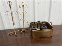 Metal Pan 9"x9" w/Metal Candelabra & More