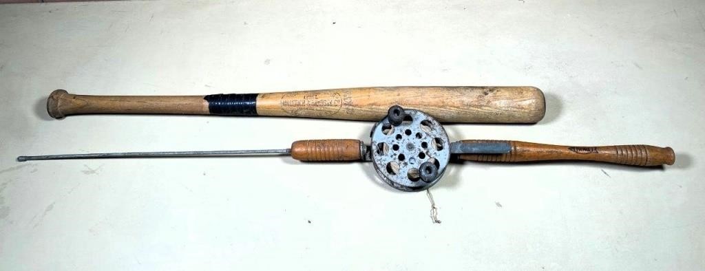 ice fishing rod & baseball bat