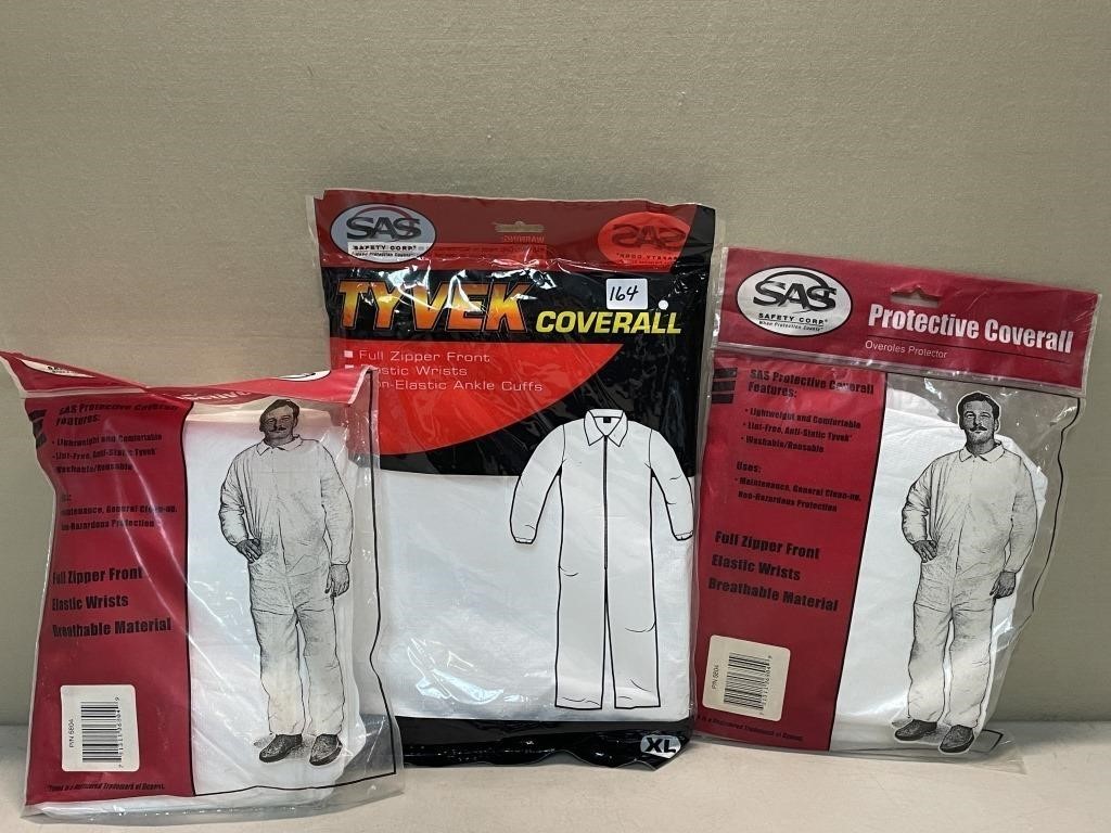 SET OF THREE NEW TYVEK COVERALL SUITS