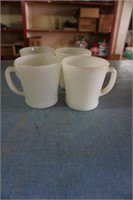 Set Of 4 Anchor Hockeny Milk Glass Cups