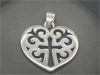 James Avery Retired Regal Cross Heart 925 Silver