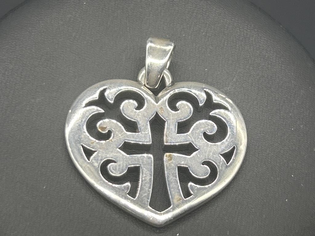 James Avery 925 Silver Regal Cross Heart Pendant