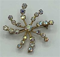 MADE IN AUSTRIA Aurora Borealis Sunburst Brooch