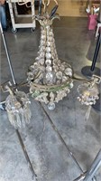 Antique French brass and crystal chandelier with