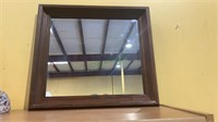 Small antique wood framed wall mirror. Measures