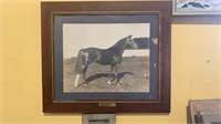 Antique racehorse photograph in a antique wide
