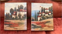 2 matching Tuscani Italian prints for the wall.