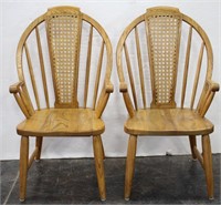 Pair of Stout Solid Wood Tall Back Dining Chairs