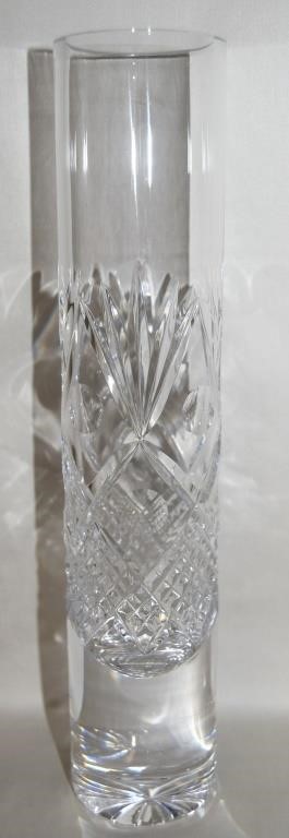 Vtg Dublin Irish Cut Crystal Cylinder Vase 10 1/8t