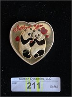 'Love You, Heart, Panda', Colorized, 1oz Silver Rd