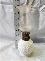 Vintage Hobnail Milk Glass Oil Lamp