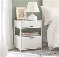 $70 White Nightstand with 2 Drawers, Bedside