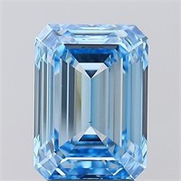 4.01 Ct Emerald Cut Fancy Vivid Blue VS1 Diamond