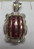 14K GOLD PENDANT 7G RUBY AND DIAMONDS