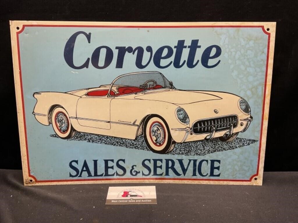Metal Corvette Sales and Service Sign