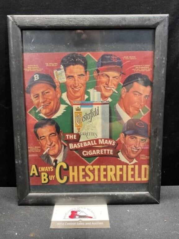 Framed Chesterfield Cigarette Advertiser