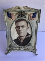 Antique Cast Iron Framed Military Photo