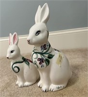 Naples Signed Ceramic White Rabbits