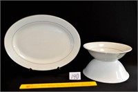 3 Pc. Lot - Large Oval Platter & 2 Serving Bowls