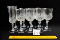Lot of 9 Cut Crystal Stemware 7 are Same size, 2