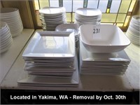 LOT, ASSORTED SQUARE & ROUNDED EDGE DISHWARE ON