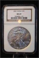 2001 Certified 1oz .999 Silver American Eagle