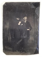 Tintype Photo 2 Men With Linked Arms, Uncased