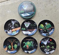 6 Michael Godard Bar Ware Martini Plates