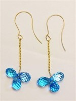 14kt Yellow Gold Blue Topaz Earrings