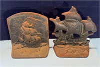 6" Cast iron Viking ship book ends